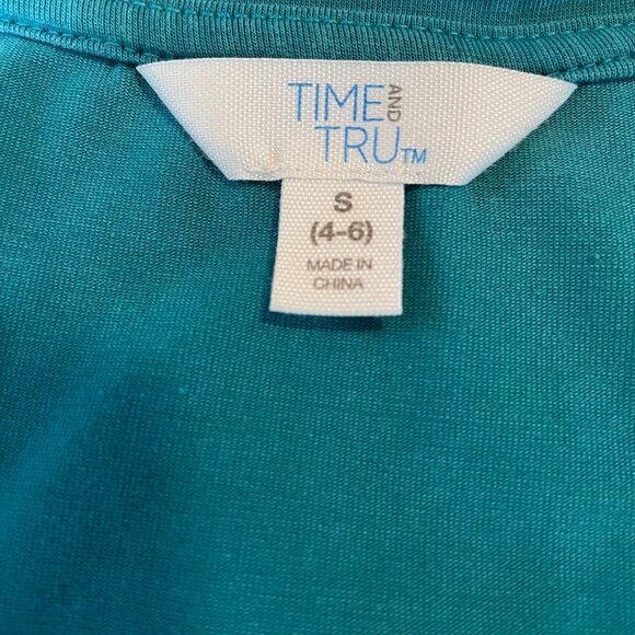 Time And Tru Womens Knot Front Tank Top S Teal Polyester Blend Sleeveless - Picture 4 of 8